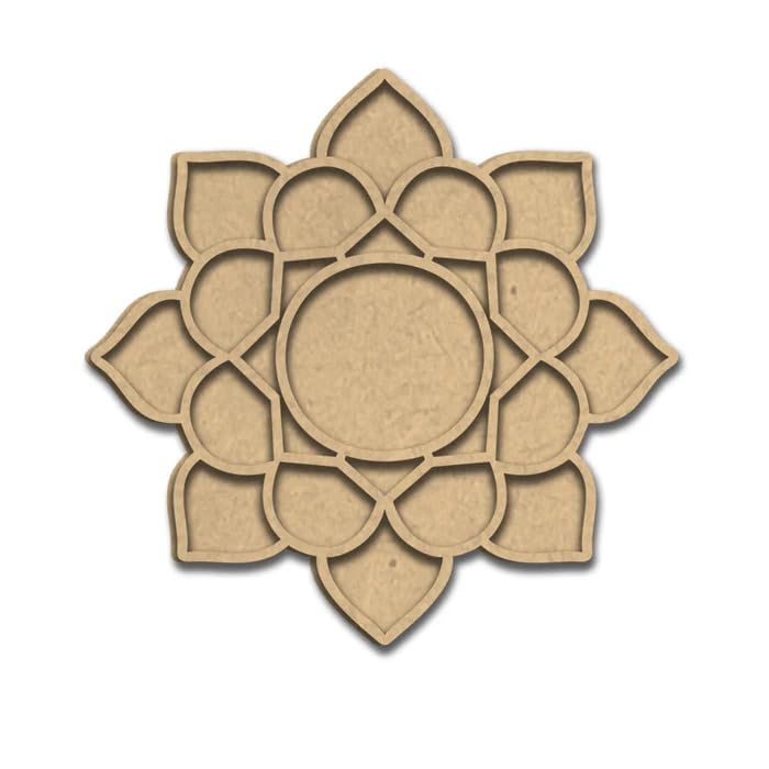 Wooden MDF Premarked Rangoli Cutout Stencils – 15 x 15 Inch Rangoli Mat for Diwali Decor