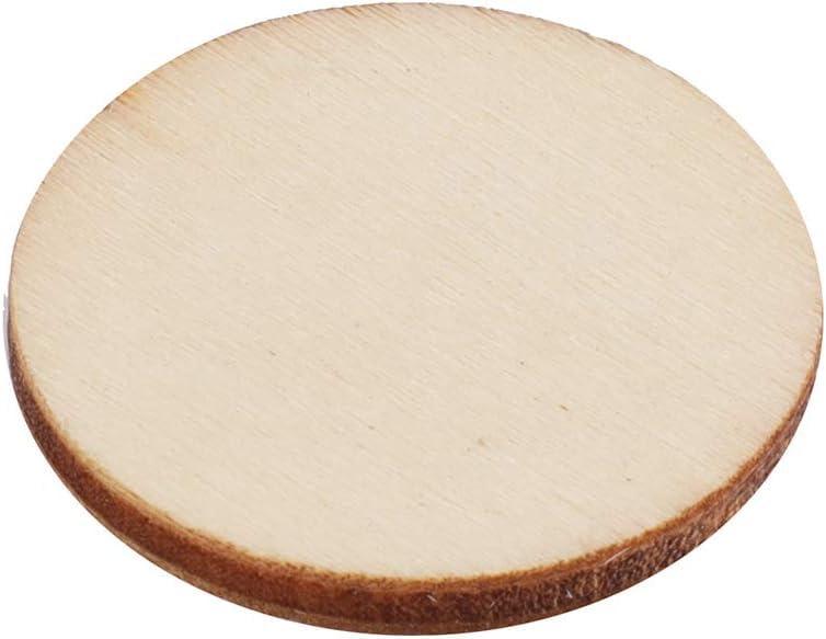 Haoser 100 Pieces 1 Inch Unfinished Wood Craft Circle Cutouts Round Natural Wooden Disc Circles Slices for DIY Crafts and Decoration - Haoser