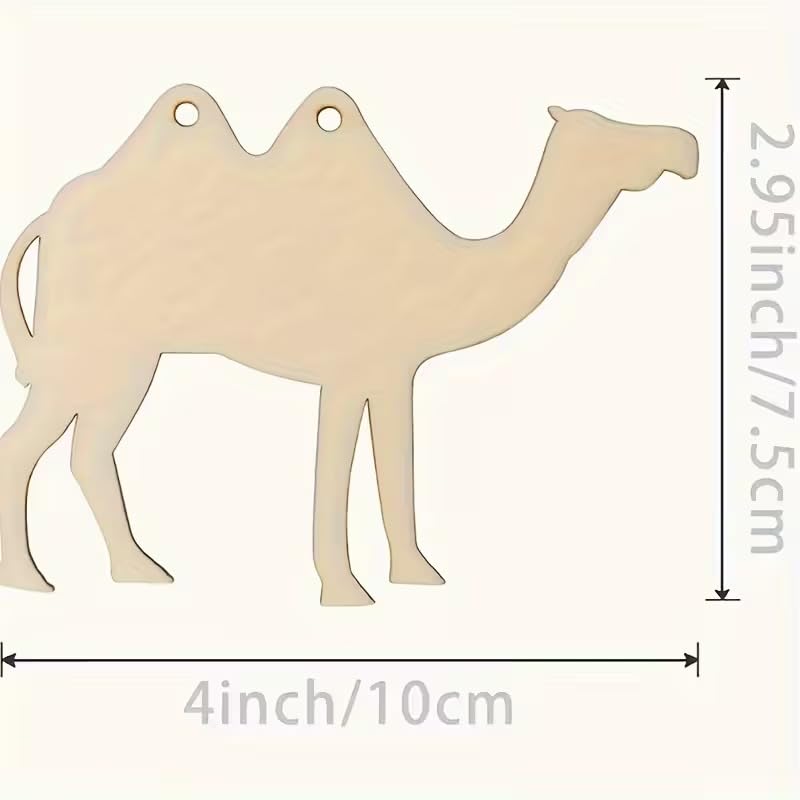 10-Pack Wooden Camel Cutouts – Unfinished Craft Shapes for DIY Projects