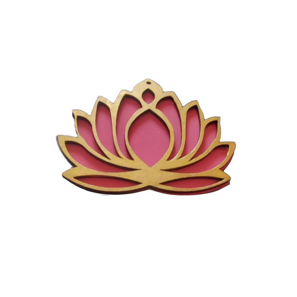 Haoser Wooden Lotus Flower Cutout | Lotus Cut-Out| DIY Rangoli Kit | Decoration for Diwali, Dashera | for Rangoli, Pooja, Decorations, Festival Gift, Wedding Decorations (Pink, 10) - Haoser