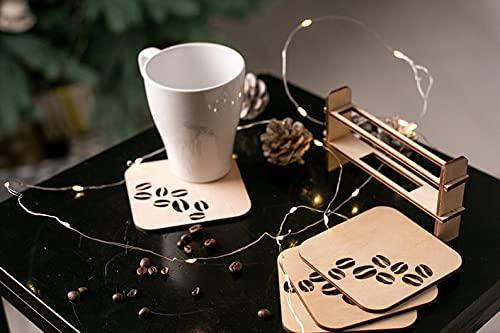 Haoser Set of 4 Blank Wooden MDF Coaster for Craft Painting (4 Pcs), DIY MDF Boards, MDF Cutouts for Art and Craft (4x4 Inch) - Haoser