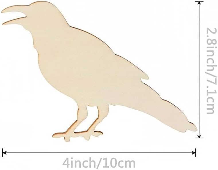20 Pcs Wooden Crow Cutouts for DIY Craft | Unfinished Crow Shape Wooden Hanging Ornaments
