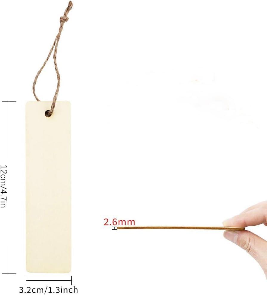 Haoser 50 Pcs Blank Wooden Gift Tags Labels, Rectangle Wood Crafts DIY Blank Hanging Gift Tags Ornaments with Hole, Blank Wood Bookmarks, 4.7x1.3 Inch. - Haoser