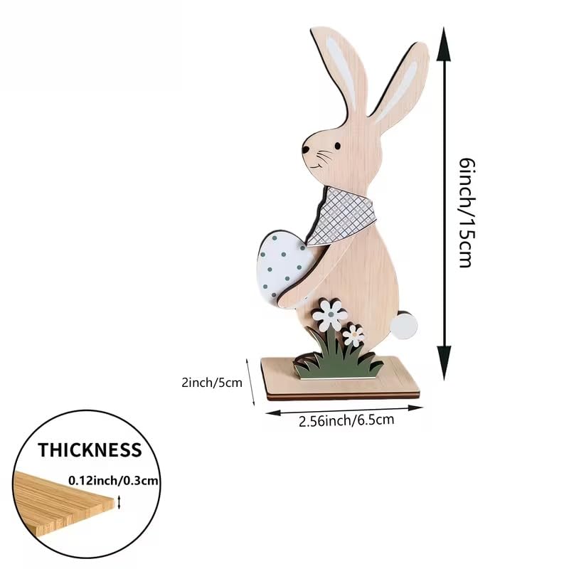 2 Pcs Easter Wooden Rabbit Plaque Decoration – Bunny & Egg Spring Table Decor