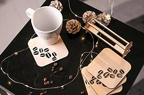 Haoser Set of 4 Blank Wooden MDF Coaster for Craft Painting (4 Pcs), DIY MDF Boards, MDF Cutouts for Art and Craft (4x4 Inch) - Haoser