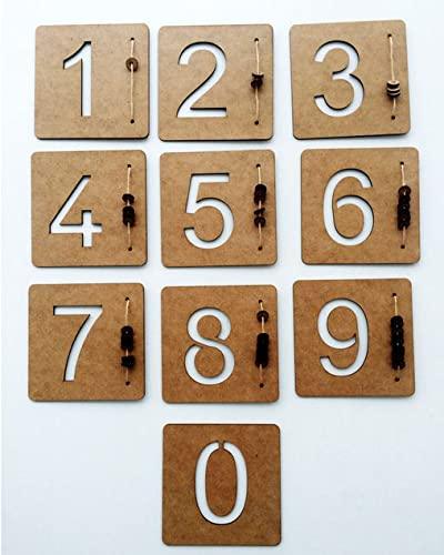 Haoser Wooden Mathematic Puzzle, Square Shape Number Counting Game for Kids - Preschool Education Math Stacking Block Learning Wooden Puzzle (5 Inch) - Haoser