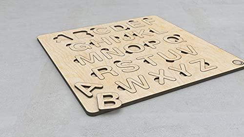 Haoser Wooden Capital Alphabet Letters Learning Education Puzzle Toy for Kids (H-BP3MM-LT5-ALPHA_Beige_30CMx30CMx3MM) - Haoser