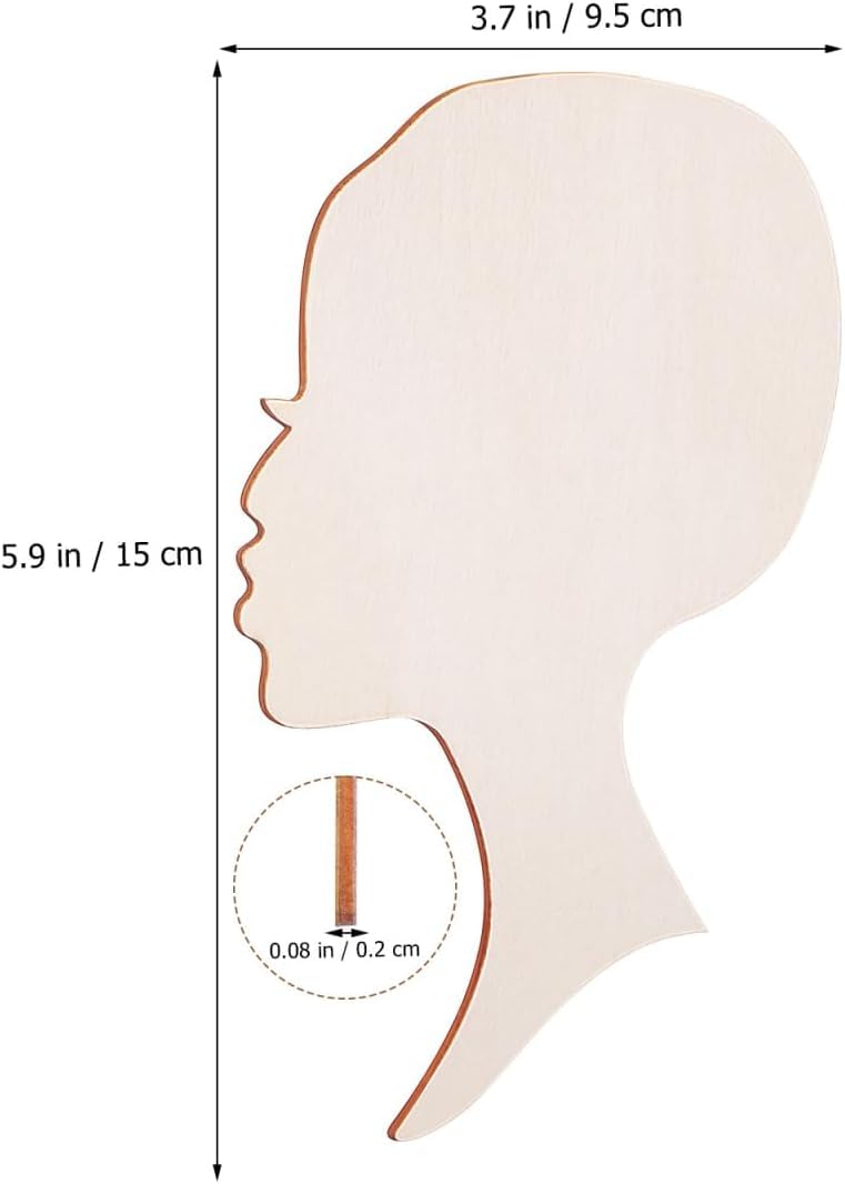 12 Pcs African Woman Face Silhouette Wooden Cutouts for DIY Craft