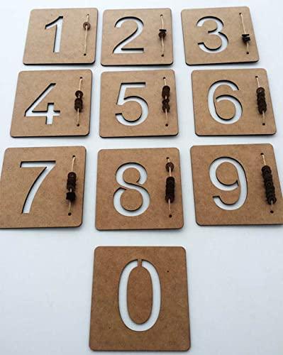 Haoser Wooden Mathematic Puzzle, Square Shape Number Counting Game for Kids - Preschool Education Math Stacking Block Learning Wooden Puzzle (5 Inch) - Haoser