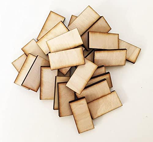 Haoser Unfinished Wood Blank Rectangle 1"x2" Inch Set of 200 for Dominoes Art Crafts Projects, Craft Supplies - Haoser