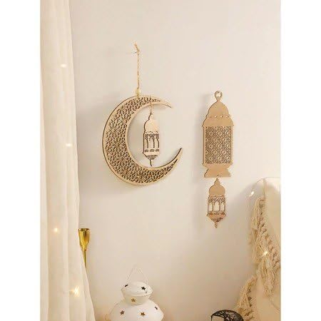 Wooden Ramadan Hanging Moon Lantern Décor – MDF Ramadan Decoration
