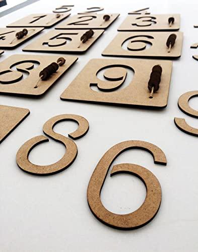 Haoser Wooden Mathematic Puzzle, Square Shape Number Counting Game for Kids - Preschool Education Math Stacking Block Learning Wooden Puzzle (5 Inch) - Haoser