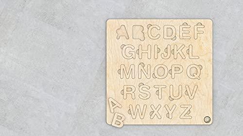 Haoser Wooden Capital Alphabet Letters Learning Education Puzzle Toy for Kids (H-BP3MM-LT5-ALPHA_Beige_30CMx30CMx3MM) - Haoser
