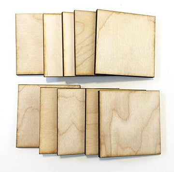 Haoser 10 Pieces Unfinished Crafts 10" Inch Wood Square, Holiday Craft Supplies, Wood Shape Sheets, Crafting Shapes - Haoser