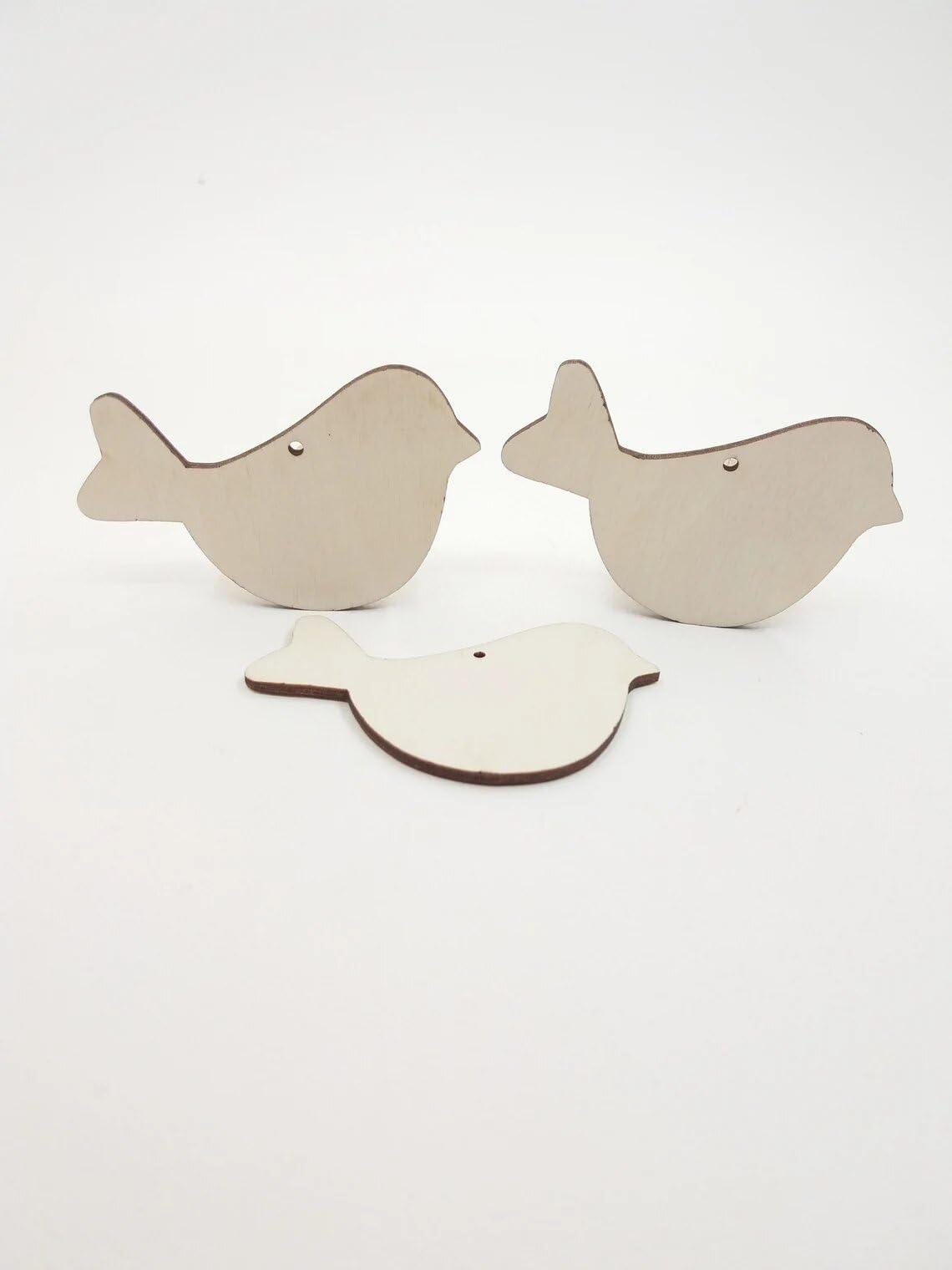 Haoser 12 Piececs Decorative Birds for Crafts,Wooden Bird Cutouts, Unfinished Wood Birds, Bird Wood Shapes,Bird Wood DIY Crafts Cutouts,Hanging Wooden Birds Ornaments - Haoser