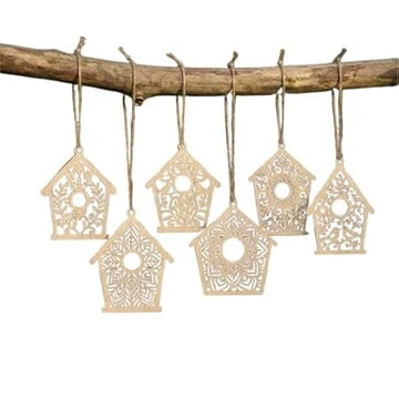 Pack of 6 Easter Tree Bird Houses SVG File Ornaments, Laser Cut Files, Wooden Home Decorations, Mandala Craft Kit - 4 Inch, (1 Pcs Each)