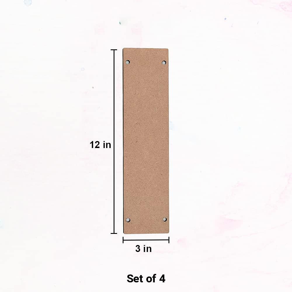 Haoser DIY Wood Sheet Craft - MDF Cutouts Hangings Rectangular - Set of 4 Blank Wooden MDF Rectangular for Craft Painting (4 Pcs inShape), DIY MDF Boards, MDF Cutouts for Art and Craft (12X3 in) - Haoser