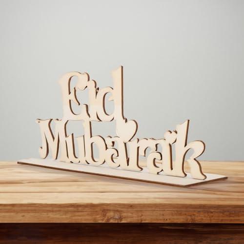 Haoser Eid Mubarak Wooden Ornament Ramadan Tabletop Decor, Eid Decoration Islamic Home Decor Ramadan Gifts Wooden Letter Ramadan Table Sign Eid Mubarak Home Room Table Party Decorations - Haoser