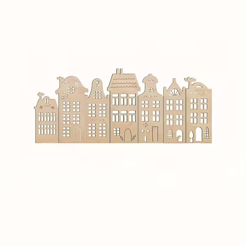 7 Pcs Wooden House Wall Art Set | Reusable Self-Adhesive Wall Decor