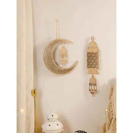 Wooden Ramadan Hanging Moon Lantern Décor – MDF Ramadan Decoration