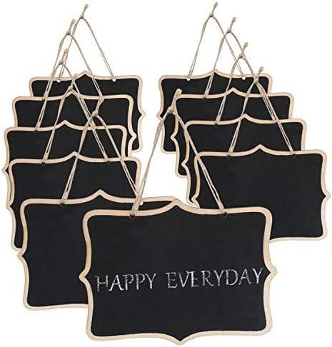 Haoser Chalkboard Tags with Jute Twine, Mini Erasable Chalkboards with Hanging String, Wooden Mini Chalkboard Signs, Hanging Chalkboard Labels, Price Tags, Message Tags - Haoser