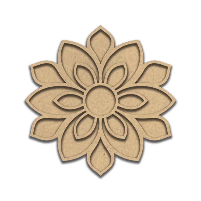 Wooden MDF Premarked Rangoli Cutout Stencils – 15 x 15 Inch Rangoli Mat for Diwali Decor