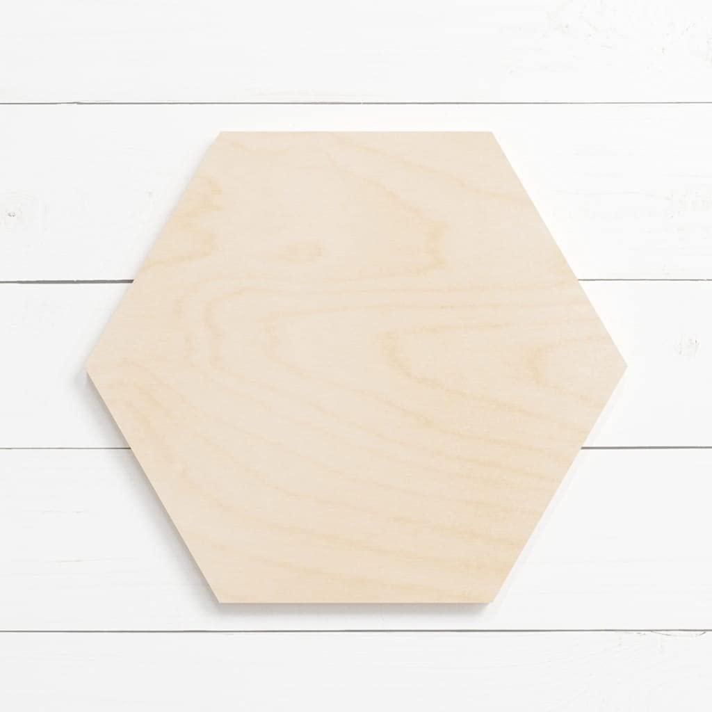 Haoser 10 Pcs Unfinished Wood Blank Hexagon Shape Board, 4mm Thick Wooden Cutout for DIY Craft Projects (HSR-BP4-HEXA_Beige_8IN) - Haoser