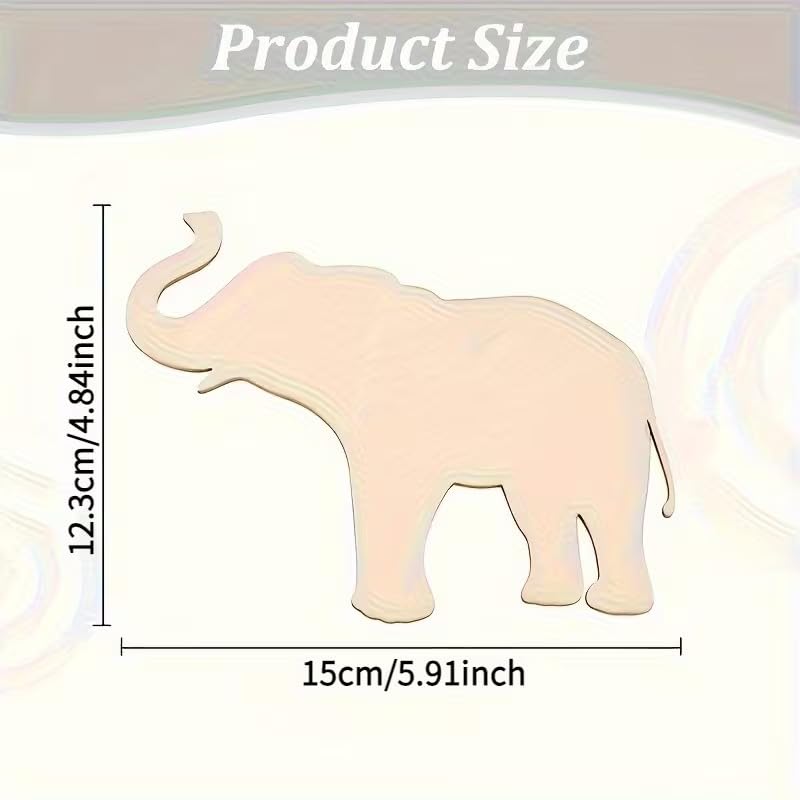 4 Pcs Wooden Elephant Shaped Cutouts for Crafts | Unfinished Wood