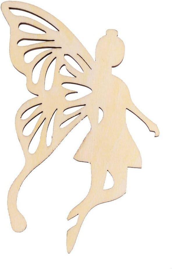 Haoser Wood Fairy Angel's Wings Shape Ornament Embellishment Tag with String Hanger,Pack of 10 - Haoser