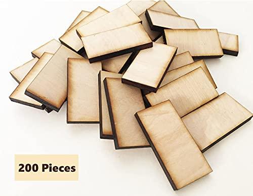Haoser Unfinished Wood Blank Rectangle 1"x2" Inch Set of 200 for Dominoes Art Crafts Projects, Craft Supplies - Haoser
