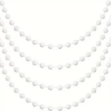 White Pom Pom Garland Adjustable Hanging Wreath – 6.6 ft / 2m