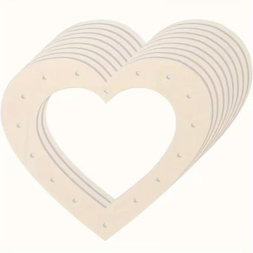 10 Pcs Pine MDF Heart-Shaped Wreath Frames with Hanging Hole
