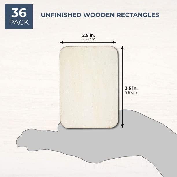 Haoser 40 Pack Unfinished Wood Rectangle Shape, Wooden Cutouts for Crafts Sign, Wall Decor, Ornaments, 3.5"x2.5" - Haoser