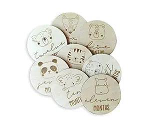 Haoser Baby Photography Props - Baby Gift Set, 12 Pcs Baby Monthly Milestone Wooden Card Infants Photography Props Kids Newborn Shower Gifts - Haoser