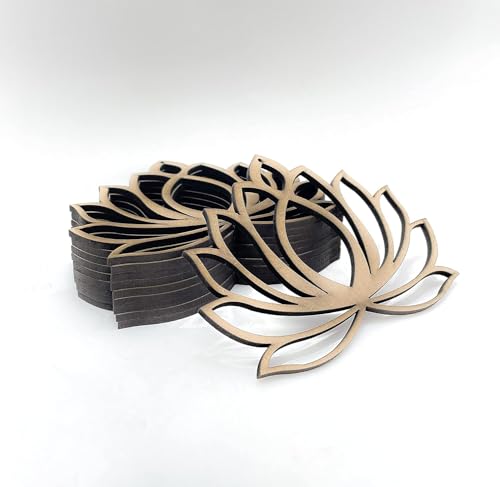 Haoser 10 Pcs Lotus MDF Cutout for Art and Craft