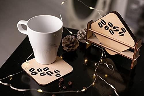 Haoser Set of 4 Blank Wooden MDF Coaster for Craft Painting (4 Pcs), DIY MDF Boards, MDF Cutouts for Art and Craft (4x4 Inch) - Haoser