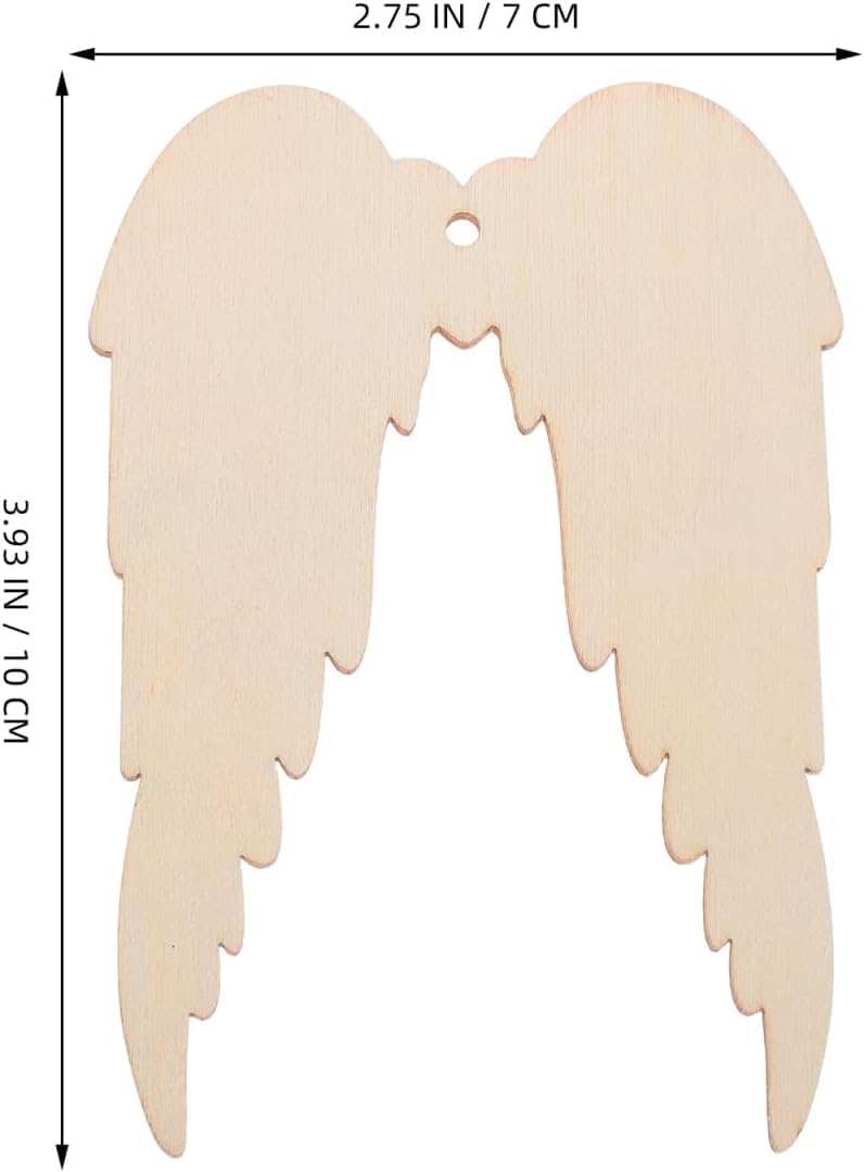 20 Pcs Angel Wings MDF Wooden Cutouts for DIY Craft | Unfinished Wood Angel Wing Shapes for Painting