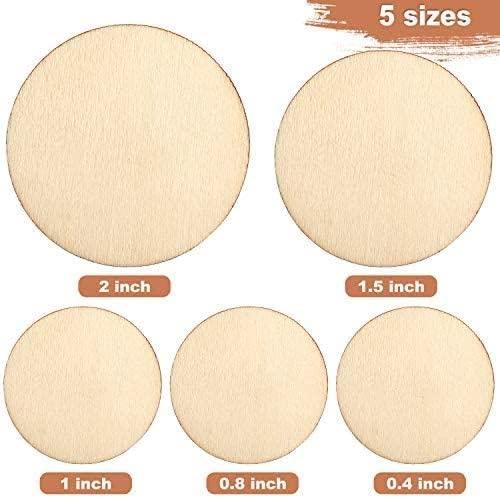 Haoser 200 Pieces Unfinished Round Wooden Discs, 5 Size Wood Cutout Circles Chips for Arts & Crafts Projects | Wooden Circles for Crafts Wood Cutouts-5 Sizes - Haoser