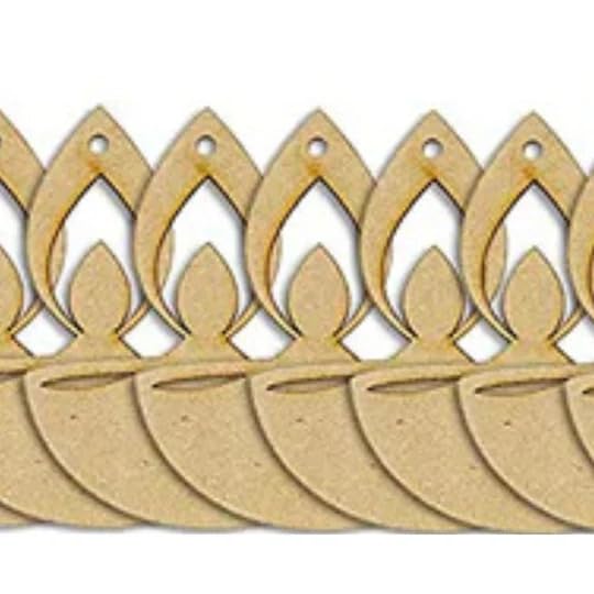 Wooden MDF Diya Cutouts for Diwali Decoration – DIY Art and Craft Blanks | Pack of 10 MDF Diyas for Painting & Festive Decor | Size 3.5x5 Inch,