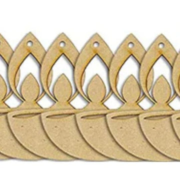 Wooden MDF Diya Cutouts for Diwali Decoration – DIY Art and Craft Blanks | Pack of 10 MDF Diyas for Painting & Festive Decor | Size 3.5x5 Inch,