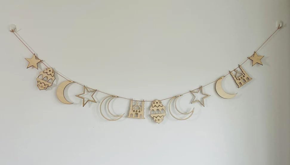 Haoser Wooden Unfinished ramdan Wall Decor Cutouts