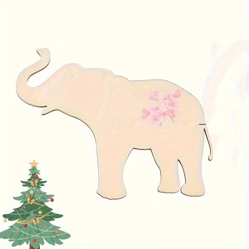 4 Pcs Wooden Elephant Shaped Cutouts for Crafts | Unfinished Wood