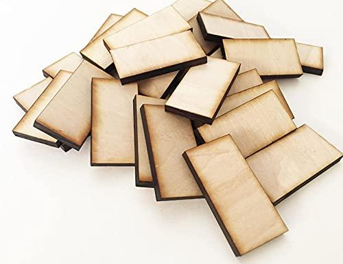 Haoser Unfinished Wood Blank Rectangle 1"x2" Inch Set of 200 for Dominoes Art Crafts Projects, Craft Supplies - Haoser