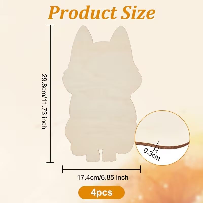 Set of 4 Wooden Dog Shape MDF Painting Craft Boards for Kids