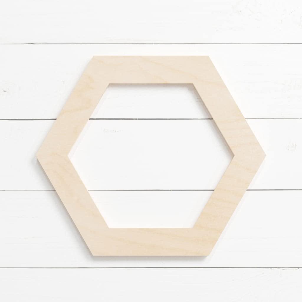 Haoser 10 Pcs Unfinished Wood Blank Hexa Frame Shape Board, 4mm Thick Wooden Cutout for DIY Craft Projects (HSR-BP4-HEXAFRAME_Beige_8IN) - Haoser