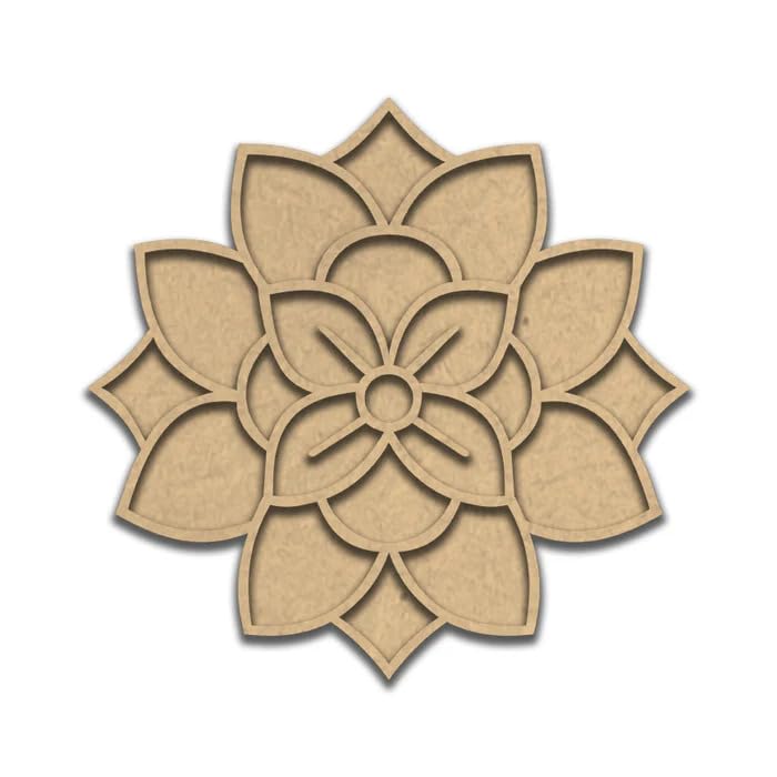 Wooden MDF Premarked Rangoli Cutout Stencils – 15 x 15 Inch Rangoli Mat for Diwali Decor