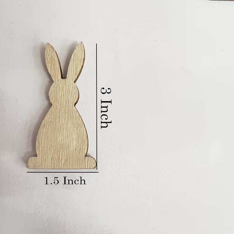 10 Pcs Wooden Rabbit Decorations for Easter | Unfinished Bunny Wood Cutouts for DIY Painting
