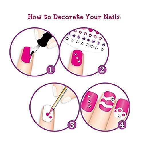 Haoser Nail Art Kit with 12 Artificial Nails and Tools and Glitter Little Girls Nails Box Fancy Nails Best Gift for Baby Girls Home Salon Nails (Pack of 1) - Haoser