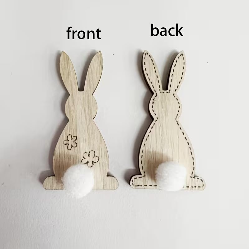 10 Pcs Wooden Rabbit Decorations for Easter | Unfinished Bunny Wood Cutouts for DIY Painting
