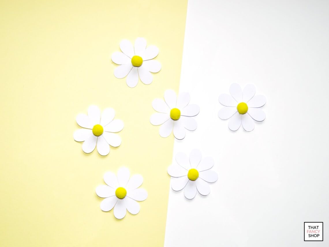 Pack of 6 Daisy Cupcake Toppers | 2 Inch Flower Cake Decoration | Pine MDF Mini Topper | Floral Daisy Theme | Baby Shower, Boho Party, Cupcake Decor